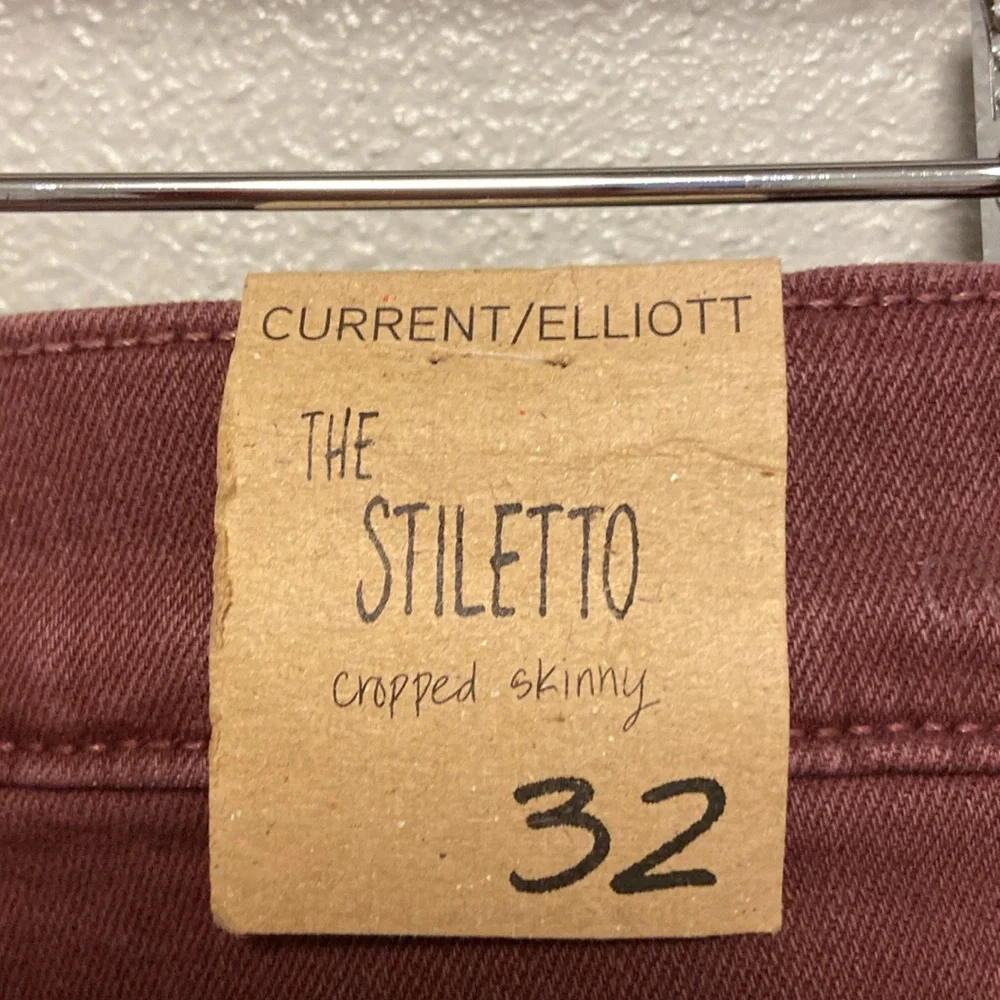 Current/Elliott NWT The Stiletto Vintage Burgundy Ankle Jeans 3127